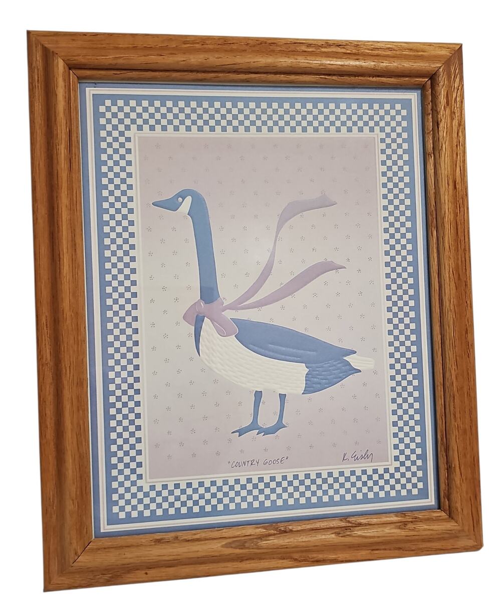 Vintage Country Goose Framed Print Karl Eisler Grannycore Cottage Blue